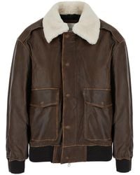 DUNST - Detachable A-2 Leather Blouson Jacket With Classic Collar And Zip Front - Lyst