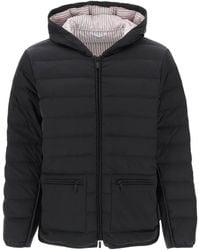 Thom Browne - Hooded Down Jacket With Contrast Side Stripes (Sizes 44It - Lyst
