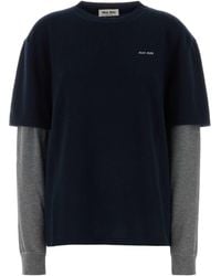 Miu Miu - Midnight Wool Blend Sweater - Lyst