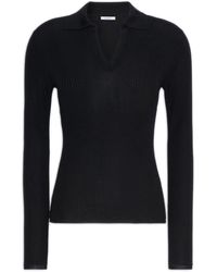 Max Mara - Regular Fit Cashmere-Silk Sweater With Open Polo Collar, Long Sleeves - Lyst