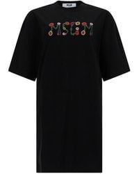 MSGM - Embroidered Crew Neck Mini Dress - Lyst