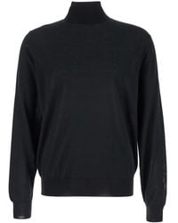 Le Plain - Virgin Wool Long Sleeve Turtleneck Sweater With Ribbed Cuffs & Straight Hem - Lyst