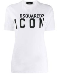 DSquared² - Round Neck Short Sleeve Logo Print Shirt - Lyst