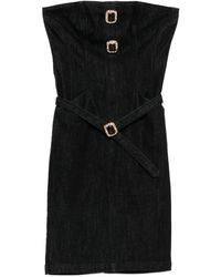 Self-Portrait - Denim Bandeau Midi Dress - Lyst