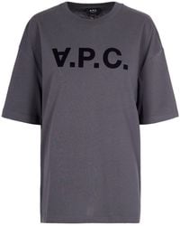 A.P.C. - Flocked Logo T-Shirt - Lyst