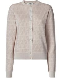 Fendi - Slim Fit Long-Sleeved Cardigan With Jacquard Motif - Lyst