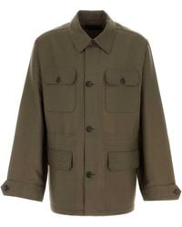 Prada - Olive Green Mohair Blend Jacket - Lyst