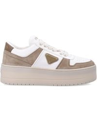 Prada - Downtown Leather Sneakers - Lyst