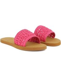 Chloé - Raffia Mini Sandals With Logo And Rubber Sole - Lyst