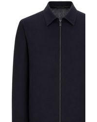 BOSS - Virgin Wool Zip-Front Overshirt Jacket - Lyst
