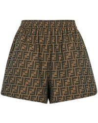 Fendi - Ff Jacquard Elastic-Waist Shorts With Side Hem Slits - Lyst