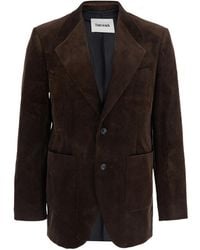 Tonywack - Corduroy Single-Breasted Tailored Jacket With Notched Lapels & Side Pockets - Lyst