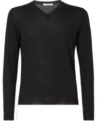 Fendi - V-Neck Virgin Wool Sweater With Contrasting Stitching - Lyst