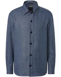 ZEGNA - Refined Regular Fit Shirt With Button Closure And Rounded Hem - Lyst