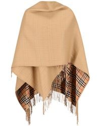 Burberry - Reversible Wool Cape With Fringed Edges - Lyst