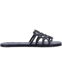 Loewe - Cut-Out Anagram Leather Slides With Hand-Painted Edges And Sculptural Stitching - Lyst