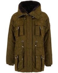 Pinko - Parka Jacket With Hood And Tech Fabric Belt For - Lyst