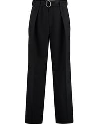 Jil Sander - Wide Pleated Wool Trousers With Waist Belt - Lyst