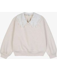 Chloé - Girls Detachable Lace Collar V-Neck Cotton Sweater - Lyst