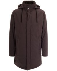 Herno - Dark Hooded Coated Nylon Parka - Lyst
