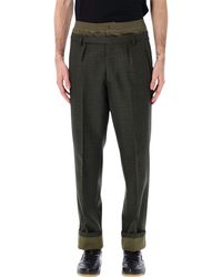 Prada - Wool Trousers With Cotton Details - Lyst