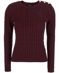 Ralph Lauren - Crewneck Sweater Cable Knit Cotton Top - Lyst