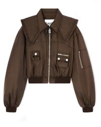 Ganni - Chocolate Duchesse Bomber Zip - Lyst