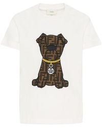 Fendi - T Shirt With "Dog" Logo - Lyst