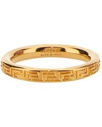Versace - Anello Con Chiave Greca Incisa - Lyst