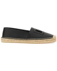 Dolce & Gabbana - Cut-Out Leather Espadrilles With Dg Logo - Lyst
