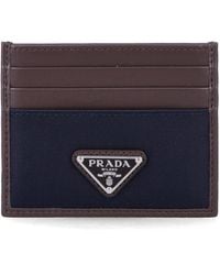 Prada - Compact Leather And Nylon Card Holder 8 Cm X 10 Cm - Lyst