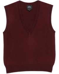 A.P.C. - A. P.C. V-Neck Ribbed-Hem Virgin Wool Sweater - Lyst