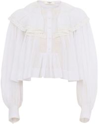 Chloé - Chloè Cropped Ruffled Top - Lyst