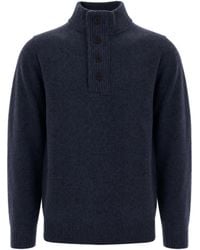 Barbour - Wool Mock Neck Button Sweater - Lyst