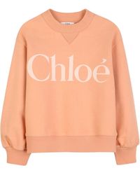 Chloé - Crewneck Sweatshirt With Printed Logo For Girls - Lyst