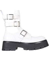 McQueen - Buckle-Fastening Leather Ankle Boots - Lyst