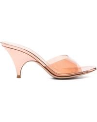 Gianvito Rossi - Metallic-Effect Transparent Heeled Sandals With Rounded Toe - Lyst