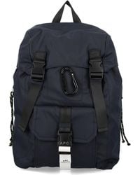 A.P.C. - A. P.C. Trek Backpack With Drawstring Closure, Zip Pockets, Snap Hook Detail (43Cm X 27Cm X 14Cm) - Lyst