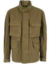 C.P. Company - Jackets 50 Fili Wax Field With Front Closure And Cotton Polyamide Pockets For Outerwear - Lyst