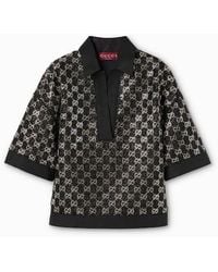 Gucci - Mini Light Wool Tweed Short Sleeve Blouse - Lyst