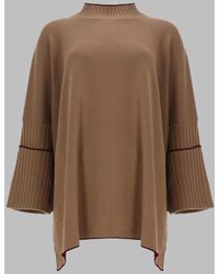 Herno - Oversized Knit Top With Flared Sleeves And Asymmetrical Hem - Lyst
