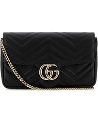 Gucci - Leather Small Gg Marmont Shoulder Bag - Lyst