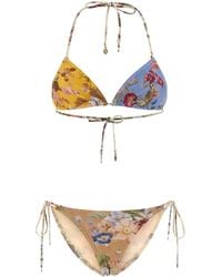Zimmermann - Triangle Bikini Set With Floral Print Bottom - Lyst