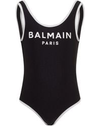 Balmain - Logo One-Piece Swimsuit With Wide Back For Girls - Lyst