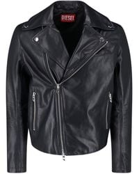 DIESEL - Classic Biker Jacket With Asymmetrical Zipper - Lyst