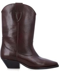 Isabel Marant - Textured Calf Leather Western Boots With Pointed Toe & 4 Cm Cuban Heel - Lyst