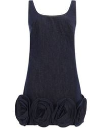 Self-Portrait - Denim 3D Flower Mini Dress - Lyst