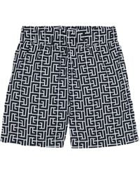 Balmain - Swim Shorts With Pb Monogram Print - Lyst