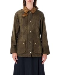 Barbour - Waxed Cotton Jacket With Corduroy Collar - Lyst