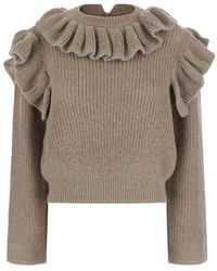 Twinset - Mini V-Neck Sweater With Long Sleeves And Ribbed Hem Details - Lyst